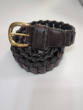 Men's Saddle Brown Leather Link Vintage Brass Buckle Size L Belt 1415