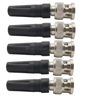5Pcs Bnc Male Connector For Twist-On Coaxial Rg59 Cable CCTV Solderless plug