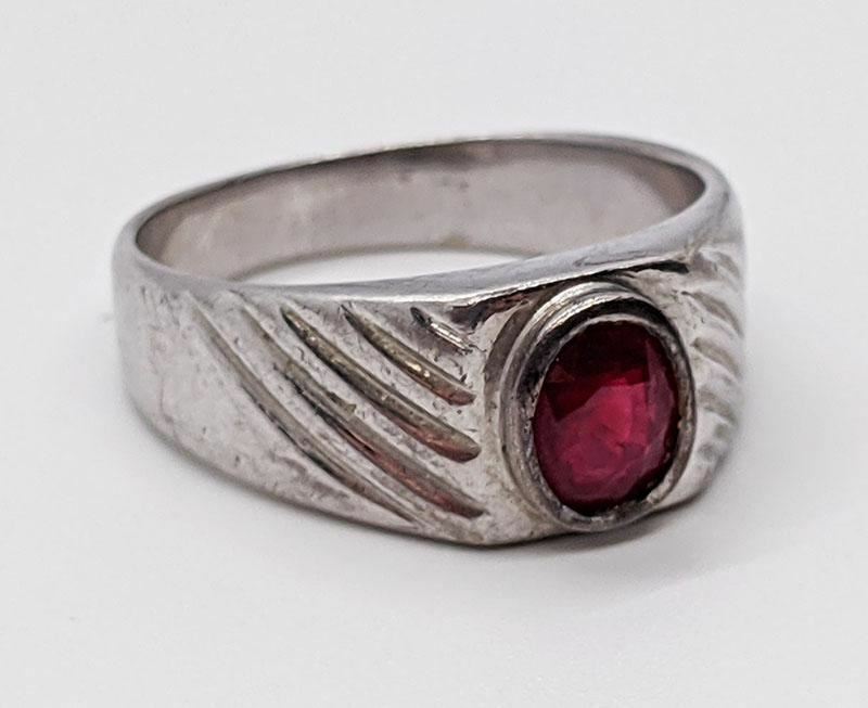 Boy's Sterling Silver Ruby Ring - image 2