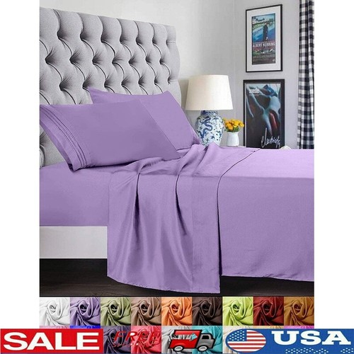 Deep Pocket Microfiber Bed Sheet Set 4 Pcs Hypoallergenic Soft Wrinkle Free New