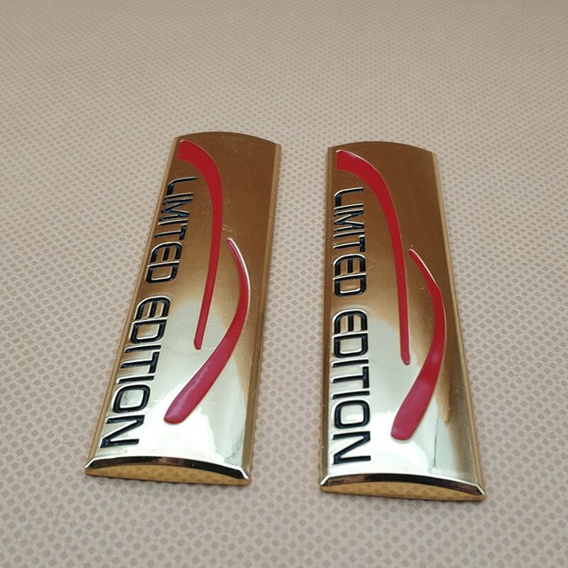 2Pcs Metal Gold LIMITED EDITION Logo Badge Fender Trunk Car Emblem