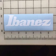Ibanez Guitar Logo 6" Wide White Vinyl Decal Sticker - BOGO