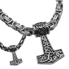Thorhammer Anhänger Königskette Edelstahl Thor Mjölnir Wikinger Asgard Nordisch