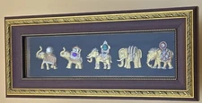 Auspicious picture frame art Thai Elephants Parade for home decoration