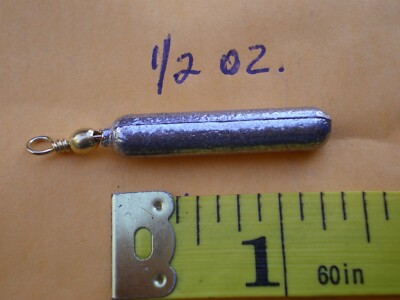 15 PCS. BOTTOM BOUNCER PENCIL SINKER 1/2 OZ. W/#7 BRASS BARREL SWIVEL