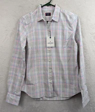 Untuckit sz 4 Shirt 100% cotton chasseles colorful plaid print ls top 1430