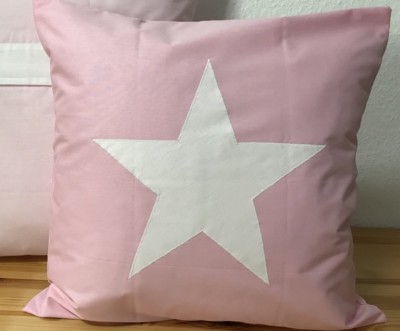 Country Style Cushion Cover * Pillowcase * Star * Pink/White 40x40cm.