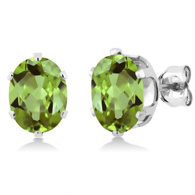 2.60 Ct Green Peridot 925 Sterling Silver Stud Earrings