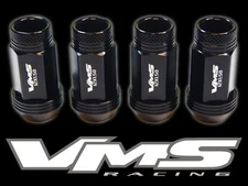 VMS RACING 16PC 48MM PREMIUM EXTENDED WHEEL ALUMINUM LUG NUTS 12X1.5 BLACK BK5