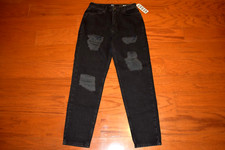 BDG - MOM HIGH RISE Distressed Taper Leg Black Jeans Women 29 - Urban Outfitters