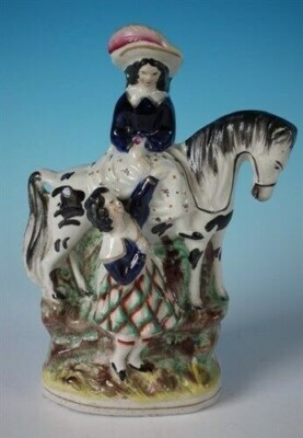 Staffordshire Töpferei Pferd Group Mit Mädchen