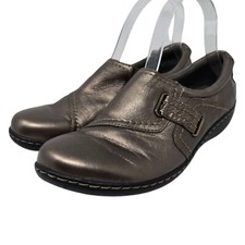 Clarks Collection womens 8.5 M metallic bronze leather slip on loafer shoe