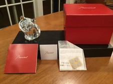 Baccarat Minimals Tiger in Clear Crystal with Gold Eyes Mint In Box w/ Papers