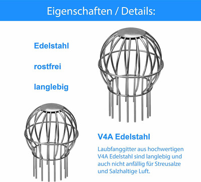 Edelstahl-Dachrinnenfilter 304, 75 Mm (für 65-75 Mm Rohre), Laubschutz Für Fallrohre