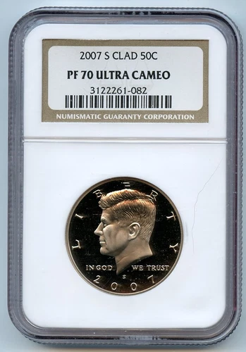 Kennedy Half Clad 2007 S PF70 Ultra Cameo NGC 50 Cent Proof Graded Coin