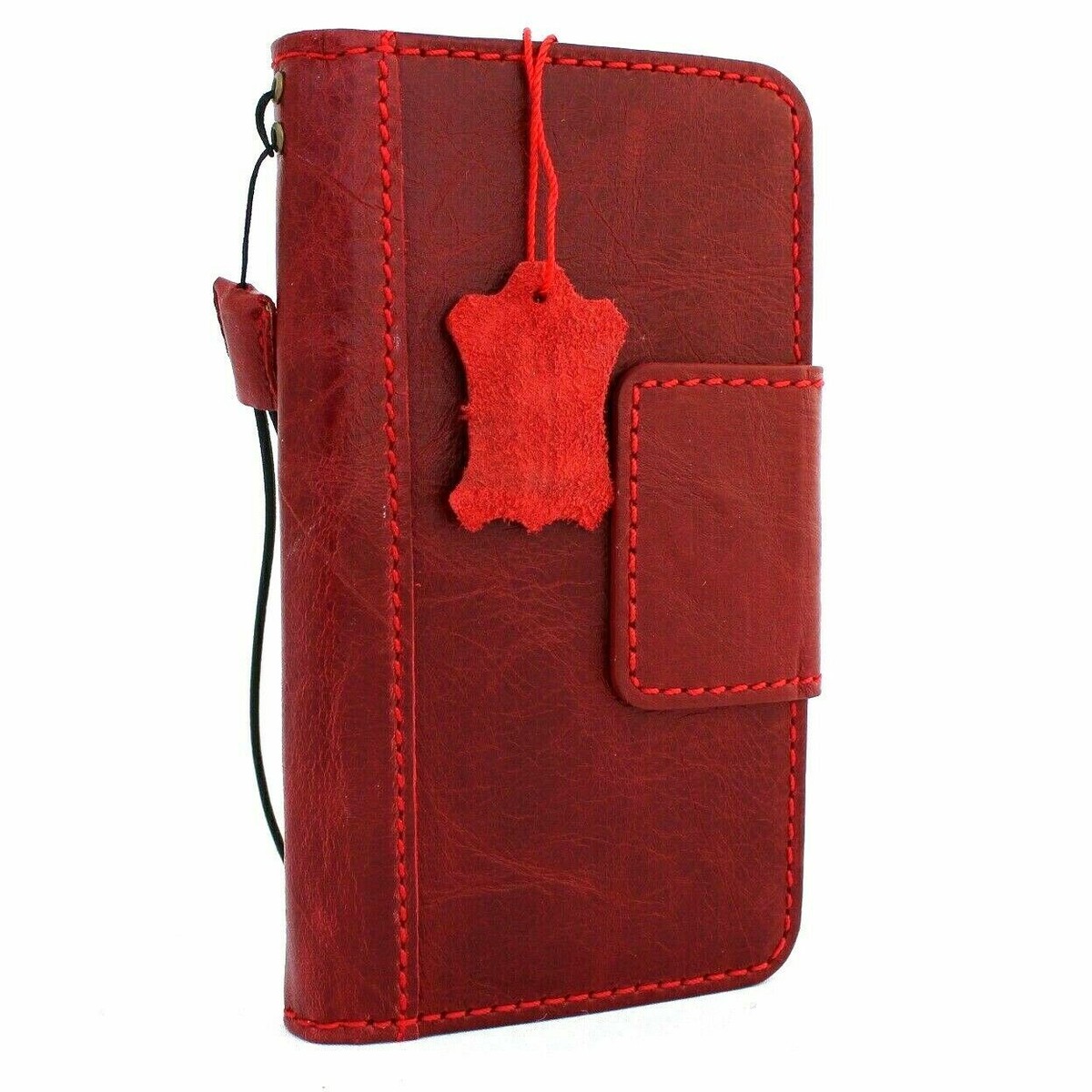 Genuine Natural Leather Case for Samsung Galaxy s10 PLUS Wallet Book Red  Magnet