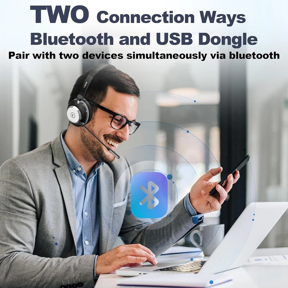 Kabelloses Kopfhörer Mikrofon USB-Dongle Bluetooth Headset für PC/Laptop/Handys - Bild 3 von 4