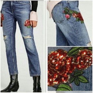 sequin distressed jeans