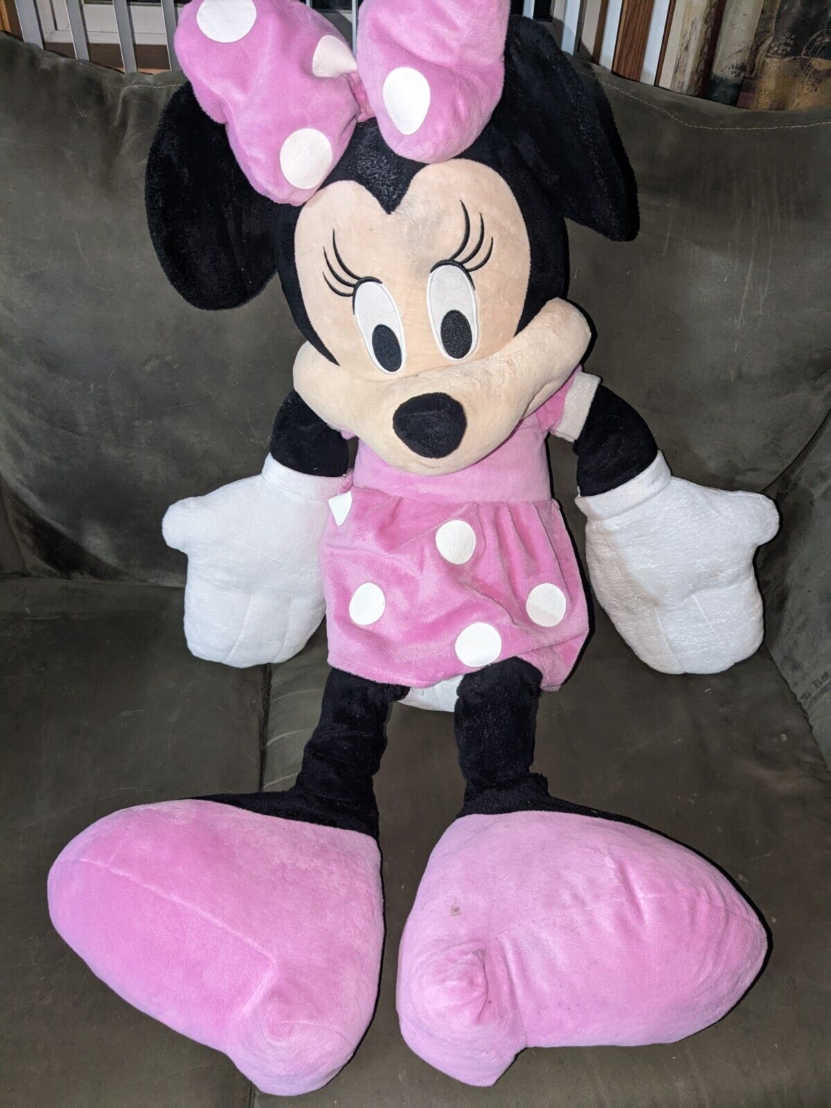 Jumbo 40" Plush Disney Minnie Mouse Doll Pink Dress Bow & Shoes 