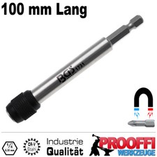 Profi Bithalter Schnellwechsel Neodym Magnet System Für 1/4" Bits 100mm BGS 1731