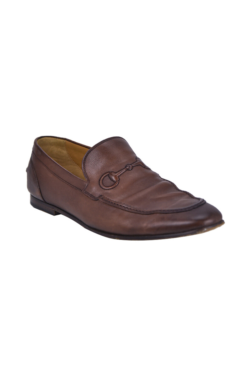 Gucci Men Shoes Loafers 9 Brown Leather Gem