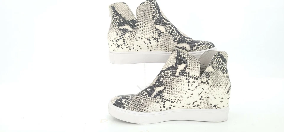Steve Madden Women Faux Snake Skin Hi Top Hidden Wedge Back Zip Sneakers Sz 8M - Imagem 2 de 4