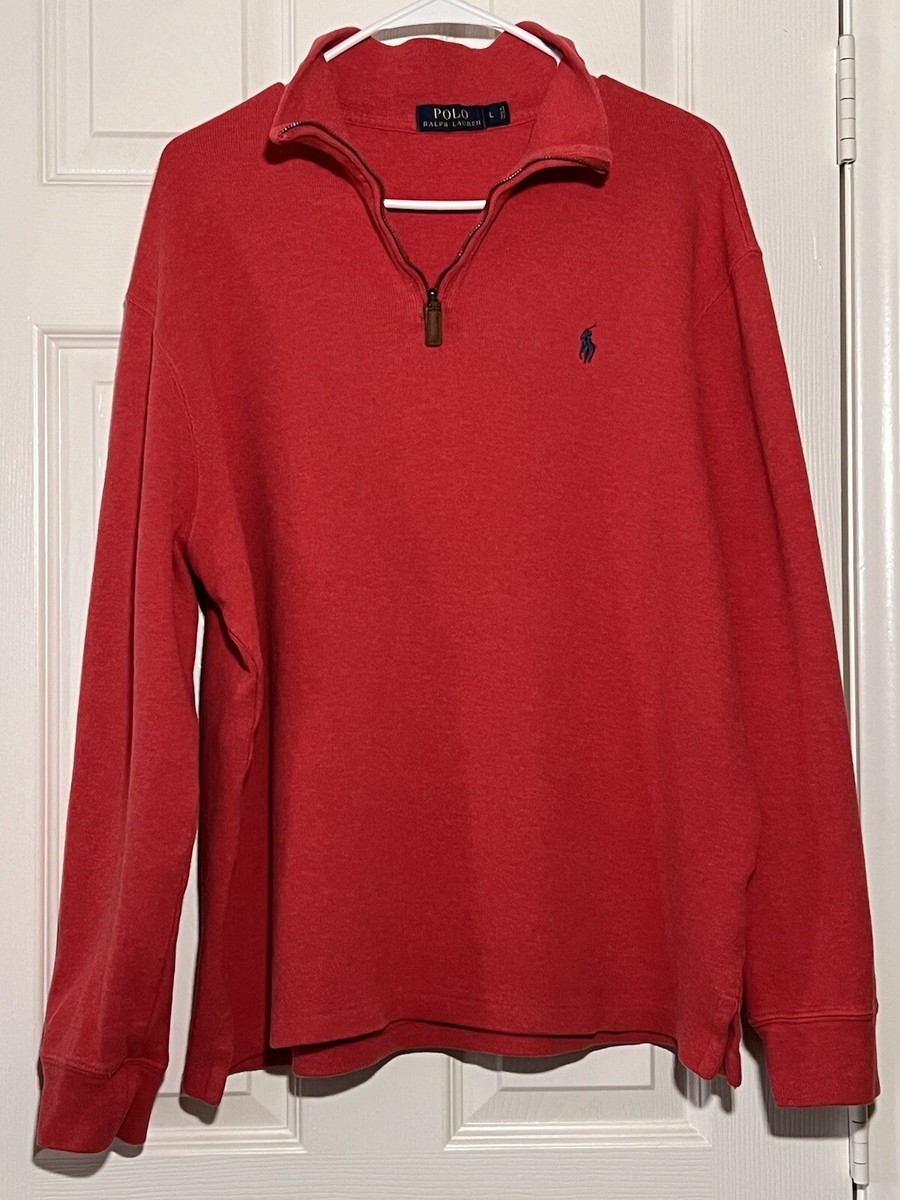 Polo Ralph Lauren Red, 1/2 Zip, Pullover Sweatshirt. Long Sleeve