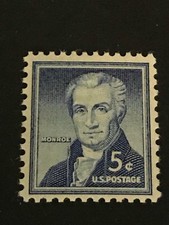Scott 1038- MNH- 5c James Monroe- Liberty Series, 1954- unused mint stamp