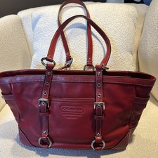 Coach Leather Shoulder Tote Bag Legacy F12343- Cherry Red