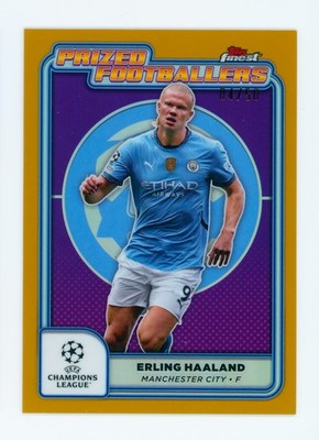 2024-25 Erling Haaland Topps Finest Gold Refractor Manchester City Card 4/50
