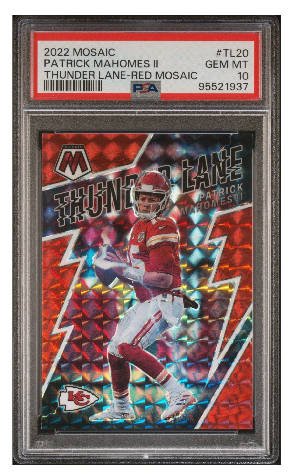 2022 Panini Mosaic - Thunder Lane Patrick Mahomes II #TL-20 Red Mosaic Prizm