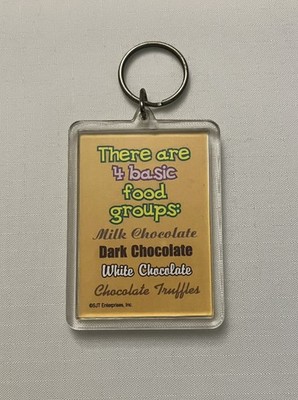 ''4 Basic Food Groups'' Keychain Funny Humor Y2k Vintage