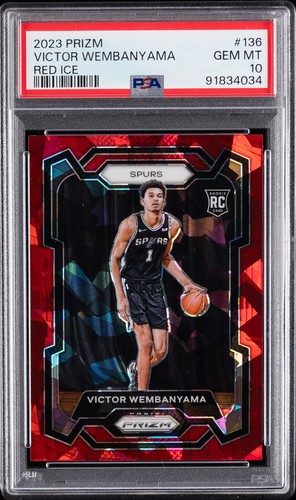2023 PANINI PRIZM RED ICE #136 VICTOR WEMBANYAMA ROOKIE RC PSA 10