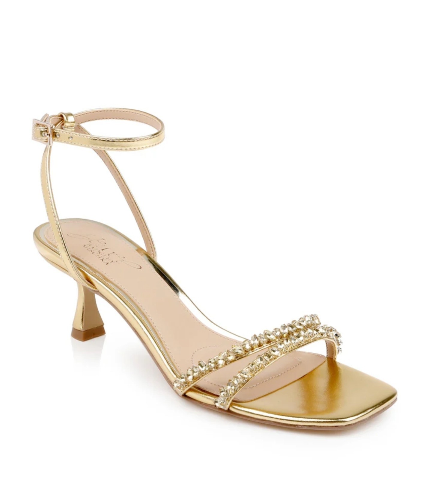 Jewel Badgley Mischka Nayla kitten heel/sandals Rose Gold And rhinestones  Sz 9