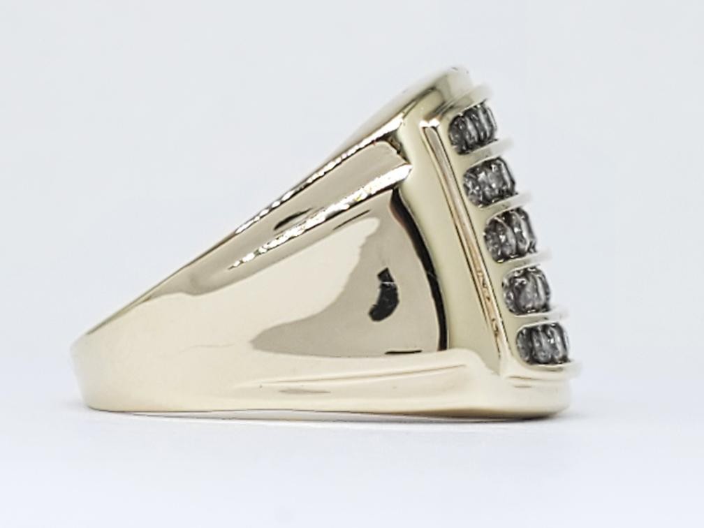 Diamond 5 Row Wide Cluster Ring Solid 10K Yellow … - image 3