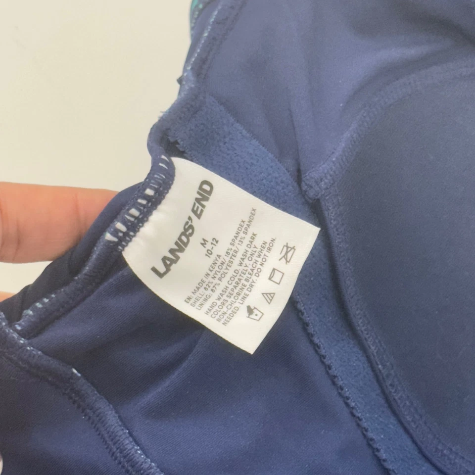 Lands End Women Swimsuit A-Line Swim Dress Size M 10-12 V-Neck Paisley Print - Image 3 of 4