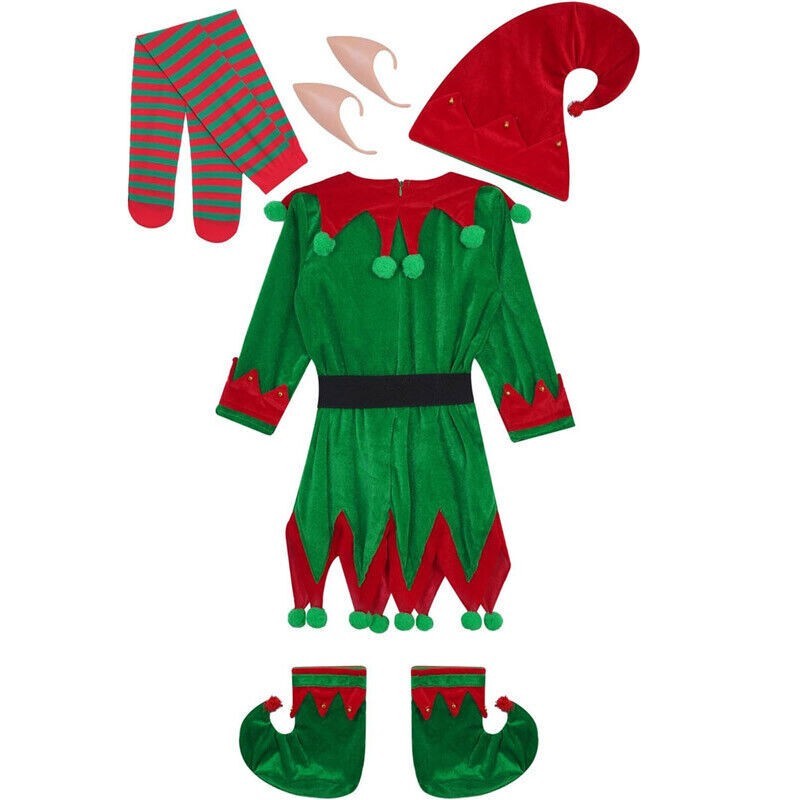 Conjunto completo de disfraces de disfraces de elfo para fiesta de Navidad para adultos
