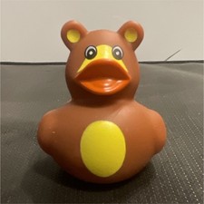 Brown Bear Themed Plastic Duck Bird Figurine Collectible Toy Animal Class Bird