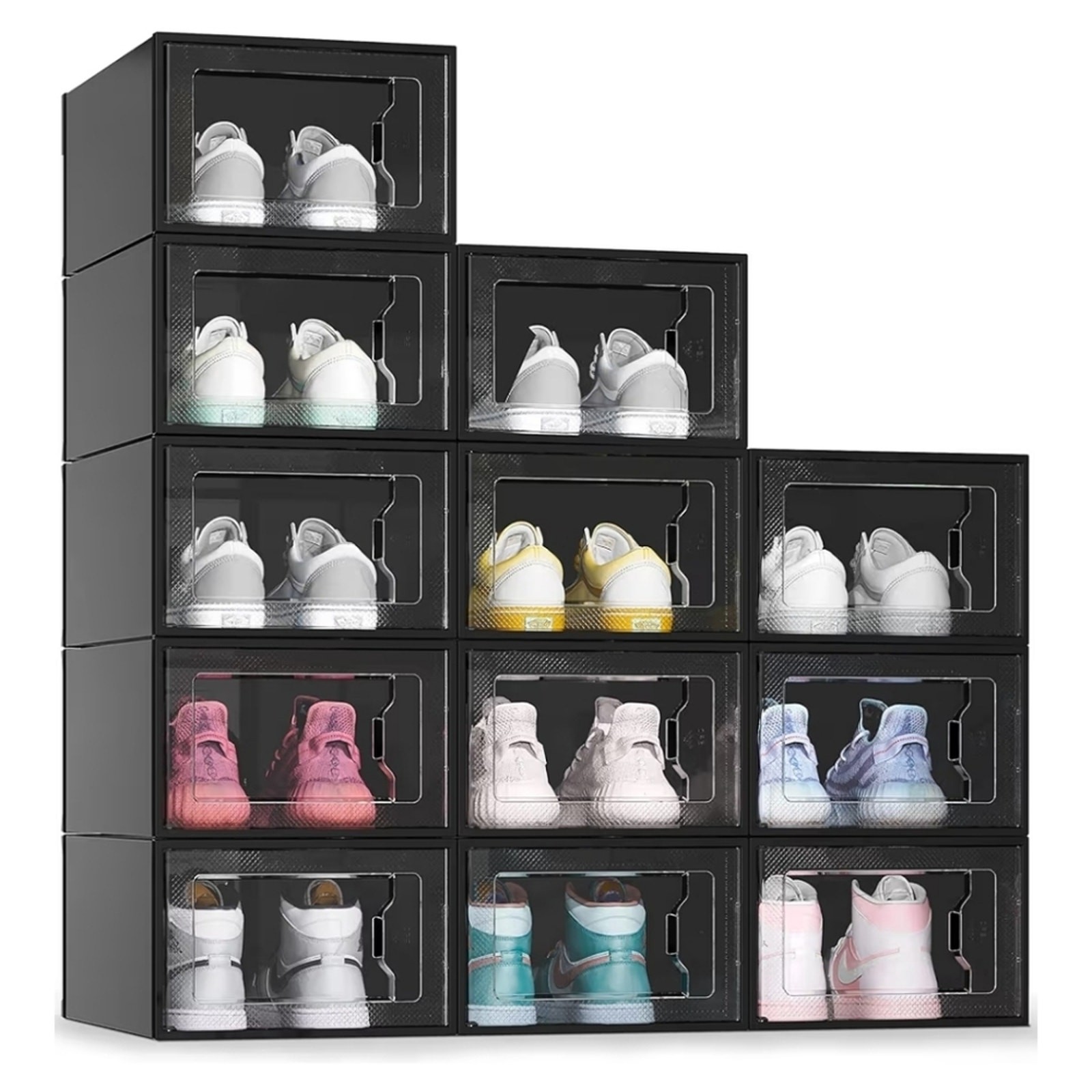 12 Pack Black Stackable Shoe Storage Boxes - image 1