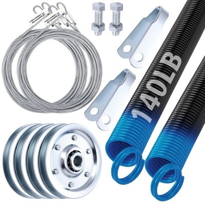 MorningRo Heavy-Duty Garage Door Extension Springs Kit 140 lb Blue 7' Pulleys
