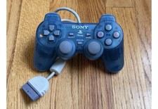 Sony : PSOne PS1 PlayStation 1 : Analog Controller : SCPH-110 : Clear Blue : OEM