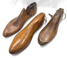 Vintage Lot of 3 Wooden Shoe Formers Cobbler Mold Shapers, One Hinged Character