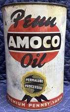 ORIGINAL Vintage AMOCO PENN MOTOR OIL Old 5 QT FIVE QUART CAN Metal Permalube