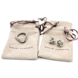 David Yurman Sterling Petite Albion White Topaz 7 Ring Earring Lot of 2 #S5982