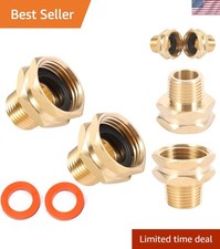 Brass Garden Hose Adapter, 3/4' GHT Female x 1/2' NPT Male Connector, 2pcs