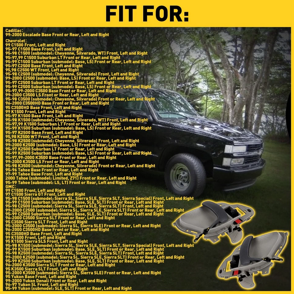 1 Pair Inside Door Handles For 1995-1999 GMC C1500/GMC K1500/GMC K1500 Suburban - Image 2 of 4