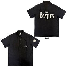 Image of The Beatles 'Apple Logo / Walking' Black Casual Shirt - NEW OFFICIAL
