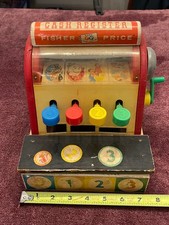 Fisher Price 1960  s Wooden 972 Toy Cash Register WORKS