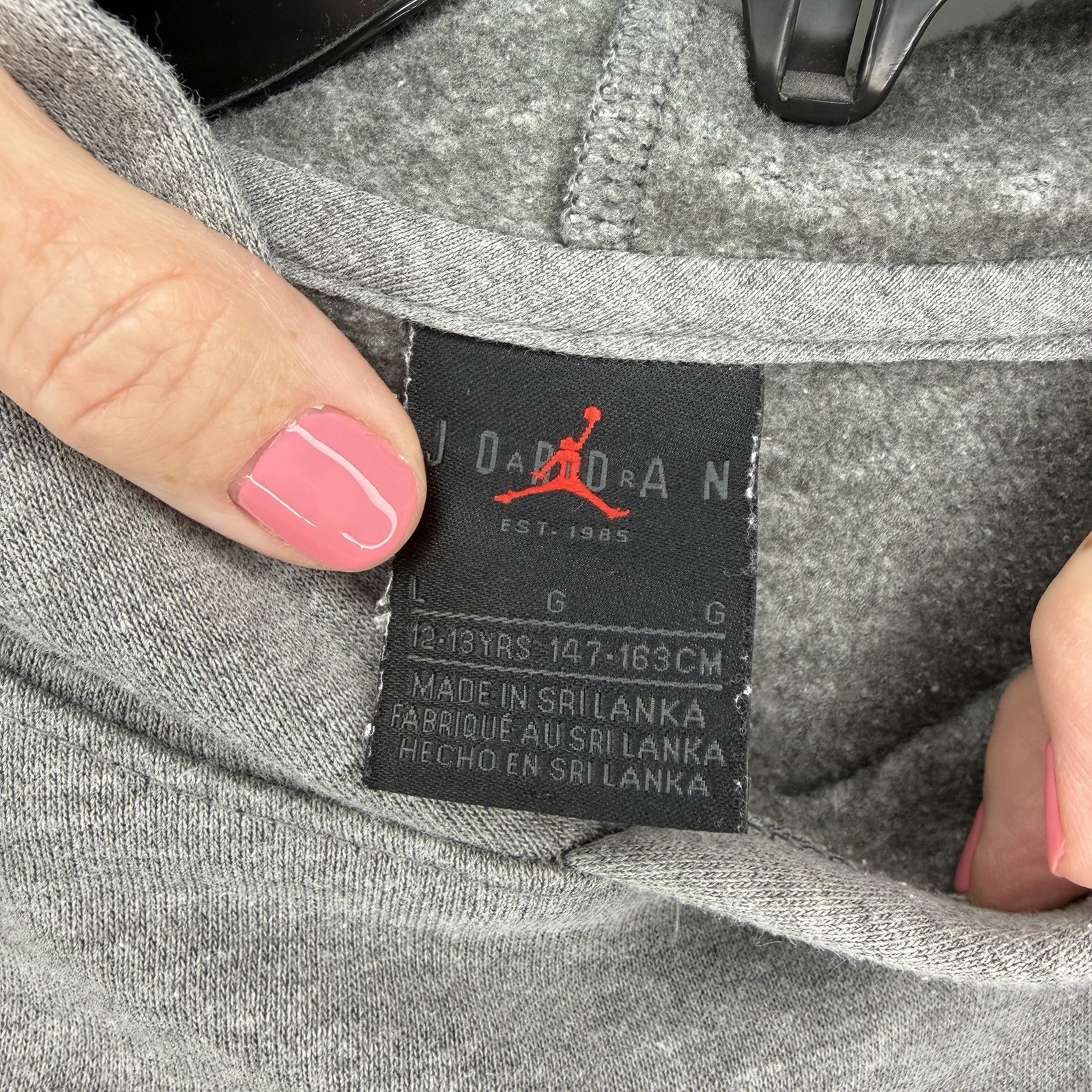 Jordan Boys Gray Pullover Hoodie with Iconic Logo jump man large 12–13 years thumbnail 5