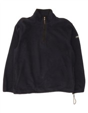 IZOD Mens Zip Neck Fleece Jumper Large Navy Blue Polyester BB01